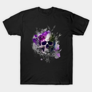 Skull with purple leaves T-Shirt